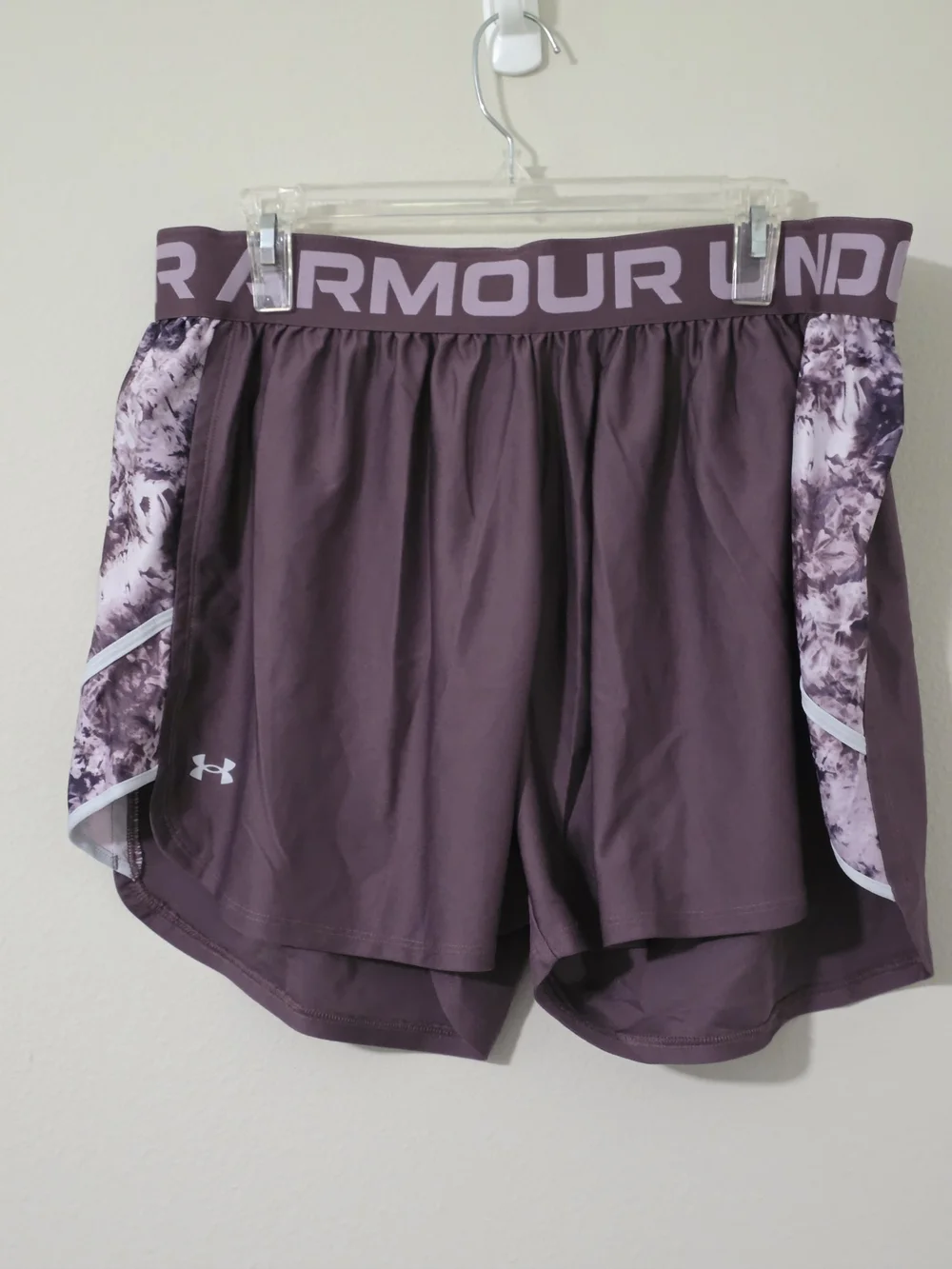 Under Armour Women's Purple Printed Sports Bra and Shorts Set